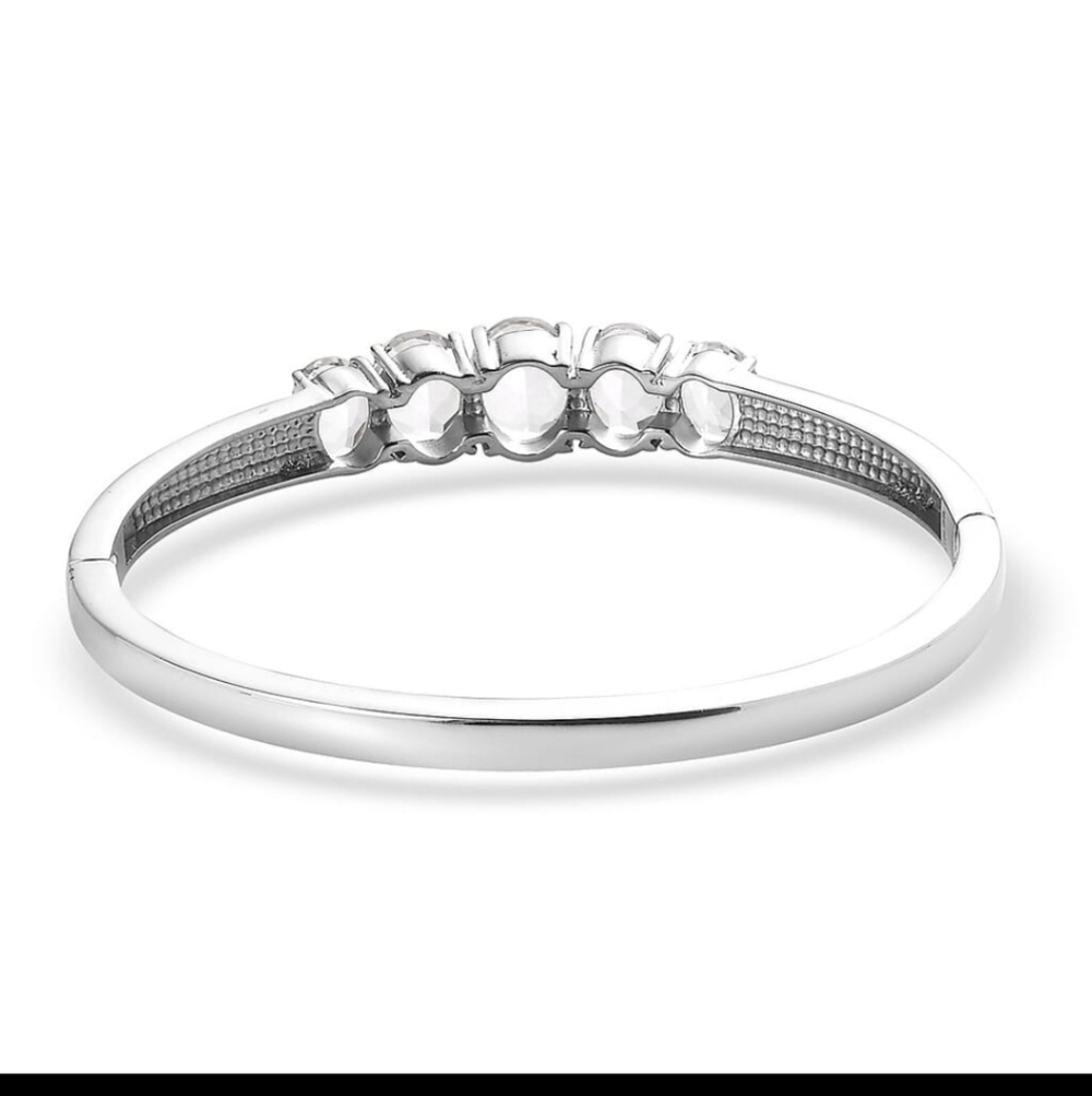 🆕️ Karis White Topaz Bangle Bracelet in Platinum Bond (8.0 Inches) - Picture 3 of 5